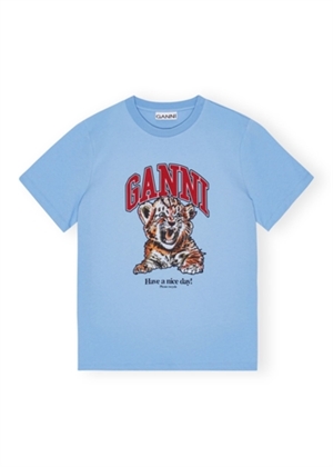Tiger Relaxed tee Blissful Blue T4007 Ganni 